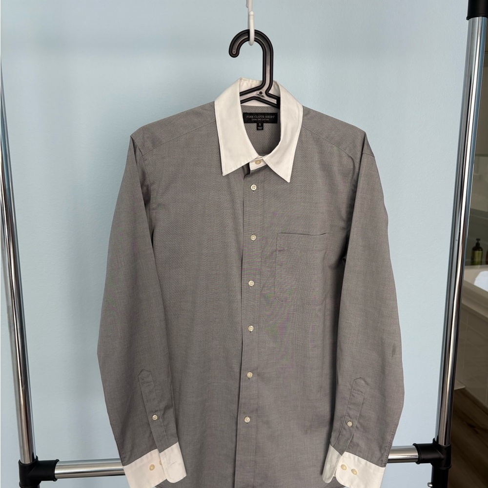 Banana Republic Gray and White Dress Shirt